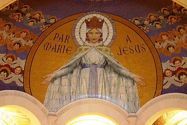 Lourdes Rosary Basilica interior detail